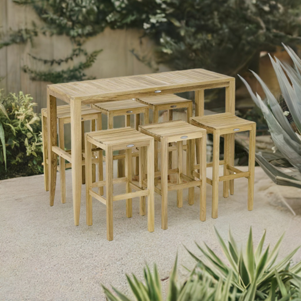 Rectangular Somerset Teak Pub Table And Stool Set | Westminster Teak