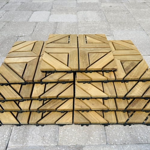 18044 Diamond Type E Floor Tile showing one carton of 9 tiles stacked on a pavers