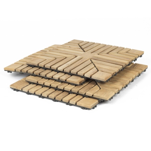 18408P diamond teak tiles showing 4 stacked on white background