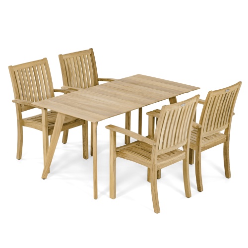 70564 Surf Sussex 5 pc Dining Set of Surf 5ft Rectangular Table and 4 Sussex Dining Chairs angled on white background