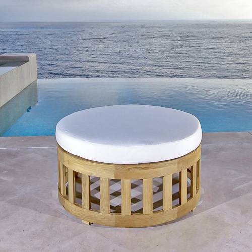 14171DP 36 inch Kafelonia Ottoman on concrete patio overlooking Ocean