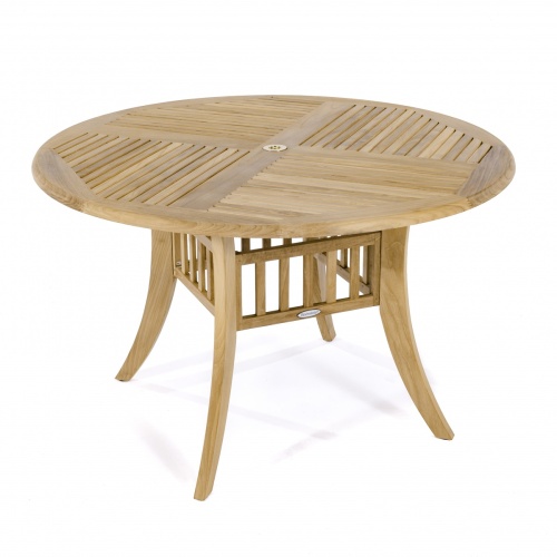 15435 Grand Hyatt Teak 4 ft Round Table angled top view on white background