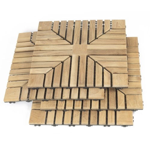 18408P diamond teak tiles showing 4 stacked in angled view on white background