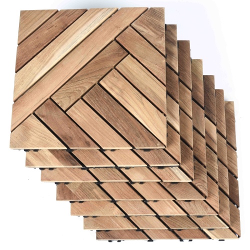 18046 Teak Diamond H Type Floor Tiles showing 7 stacked on white background 