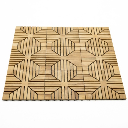 18408P diamond teak tiles showing 9 assembled togetherangled on white background