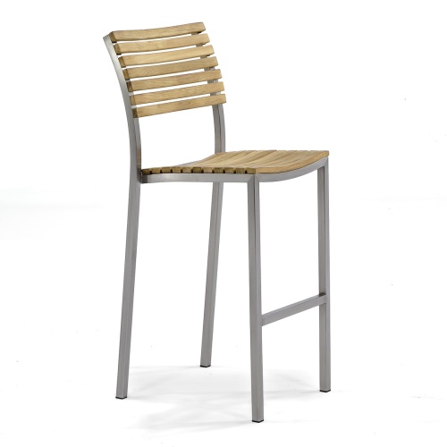 70167 Vogue stainless steel and teak bar stool right angled view on white background