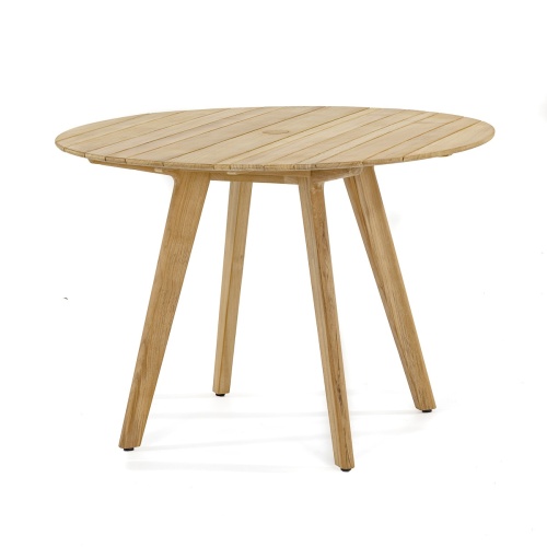 70541 Laguna Surf teak 42 inch round dining table angled on white background