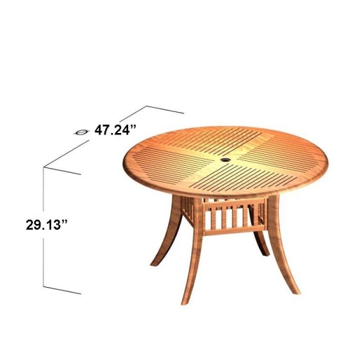 70559 Grand Hyatt teak 48 inch round dining table autocad on white background