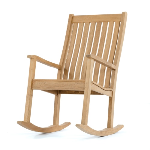 12223 veranda teak rocking chair angled on white background