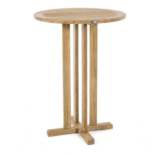 15033 Somerset teak 30 inch diameter Bar Table pedestal side view on white background