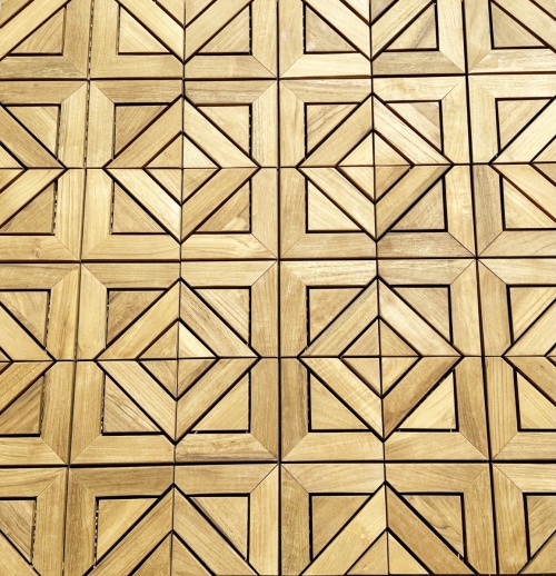 18044 Diamond Type E teak Floor Tile assembled showing closeup view of design