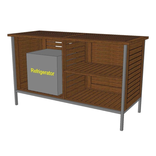 28225 Vogue Sideboard angled view showing space for a beverage refrigerator on white background