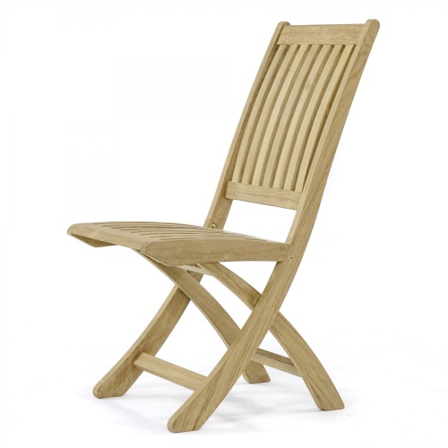 70056 Hyatt Barbuda teak folding side chair right side angled on white background