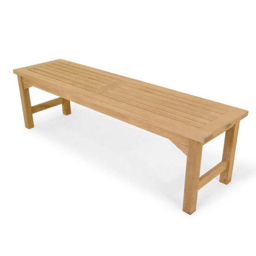 70077 Martinique Veranda teak 5 foot backless bench side angled on white background