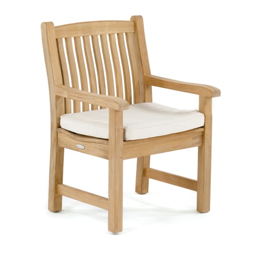 70165 Nevis Veranda teak dining chair facing right front with optional canvas cushion on white background