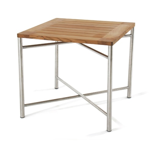 25815 Odyssey 39 inch square teak dining table angled view on white background