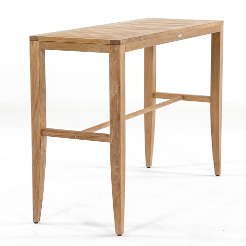 70680 Laguna 5 foot Teak Bar Table angled view on white background