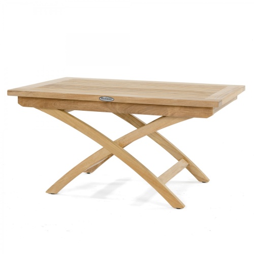 70729 Barbuda Folding Teak Coffee Table side view on white background