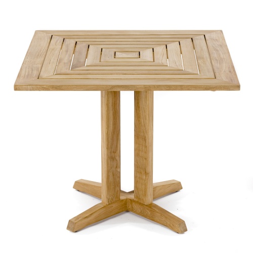 15815 Square 36 inch Pyramid Teak Table angled view on white background