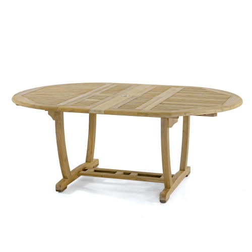 15548 Martinique Veranda teak extension oval dining table side angled view on white background