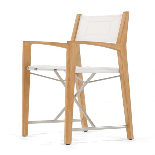 70455 Odyssey Pyramid teak director chair angled facing right front on white background