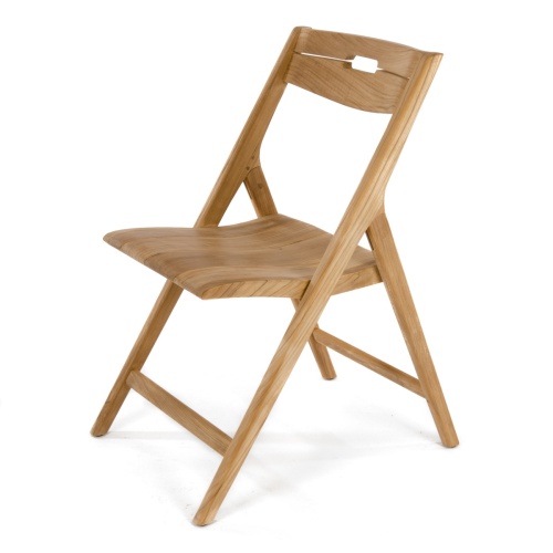 11916 Surf Teak Folding Side Chair angled left side view on white background