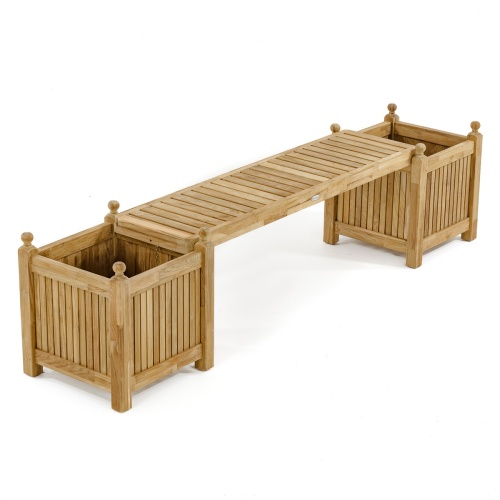 70530 Single Planter Bench Set showing two planters and one seat panel set angled aerial view on white background