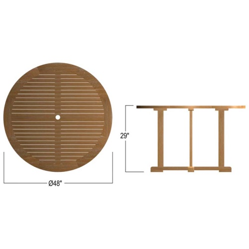 70534 Surf teak 48 inch round table autocad on white background