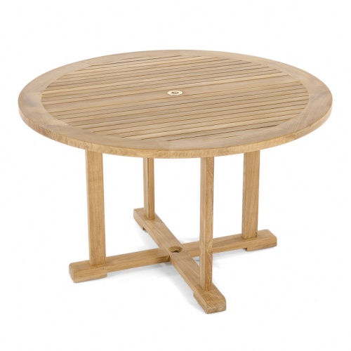 70536 Barbuda teak 48 inch round dining table angled on white background