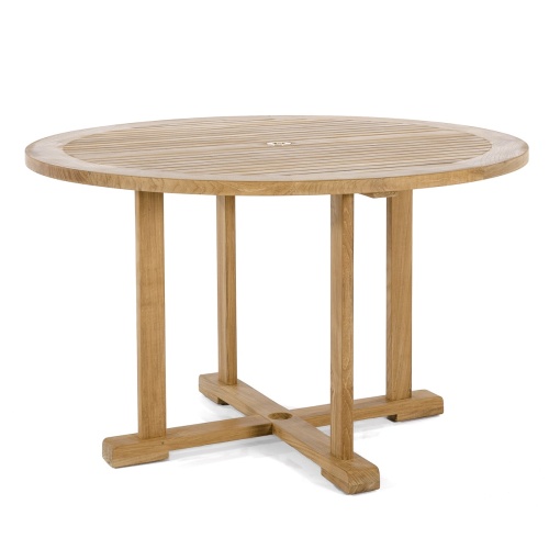 70737 Sussex teak round 48 inch diameter dining table side view on white background