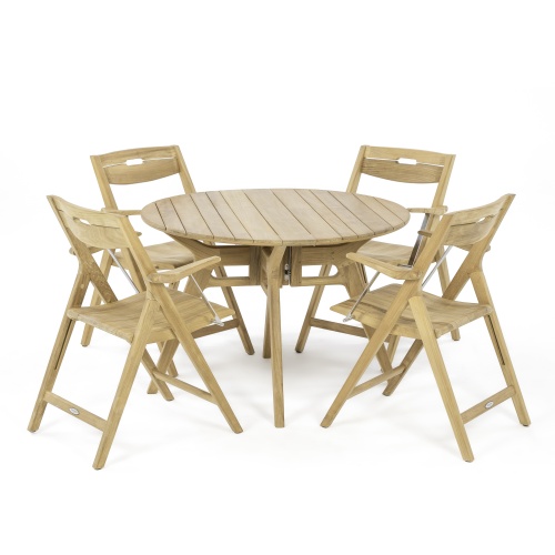 70804 Surf Marine Grade 42 inch round Folding Dining Set for 5 angled view on white background