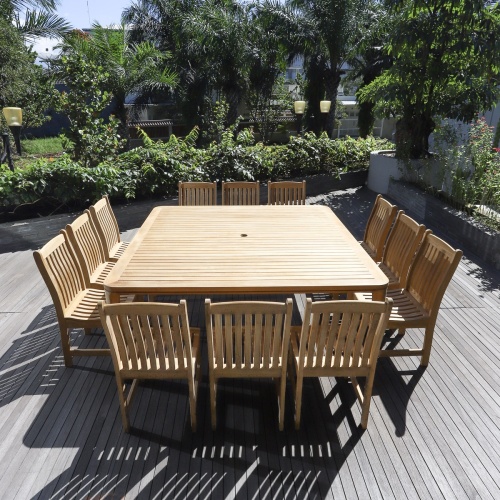 Square outdoor dining table for 12 sale