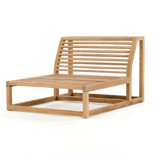 11800DP Maya Slipper Chair angled teak frame only on white background