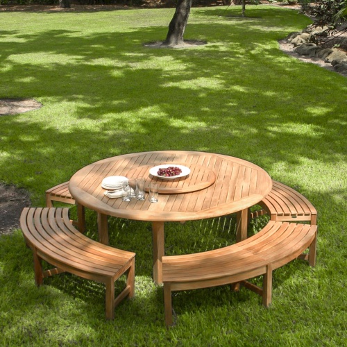 Buckingham Teak Backless Curved Round Bench - Westminster Teak Outdoor ...