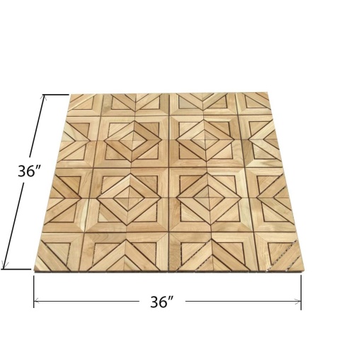 18044 Diamond Type E teak Floor Tile showing autocad of one carton of 9 tiles measuring 9 sq ft on a white background