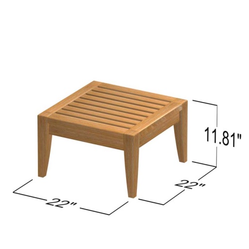 18652 Laguna teak ottoman frame autocad top and side view on white background