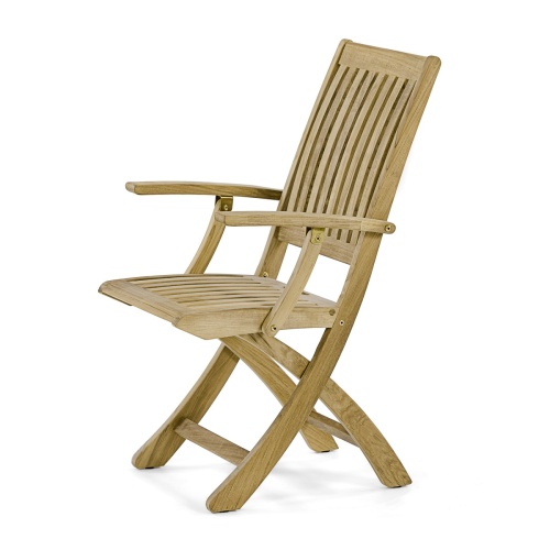 12602S Barbuda Teak Folding Armchair side angled on white background