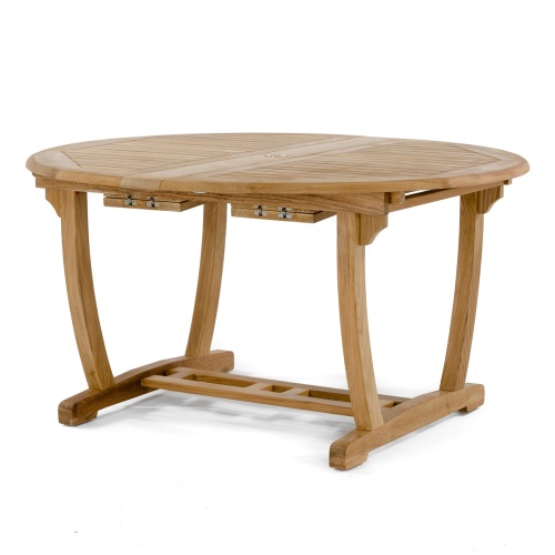 15548 Martinique Teak Extension Table side angled view closed position on white background