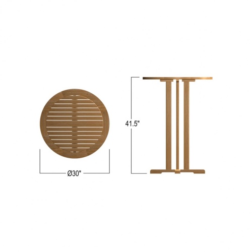 70681 Somerset teak round 30 inch bar table autocad on white background