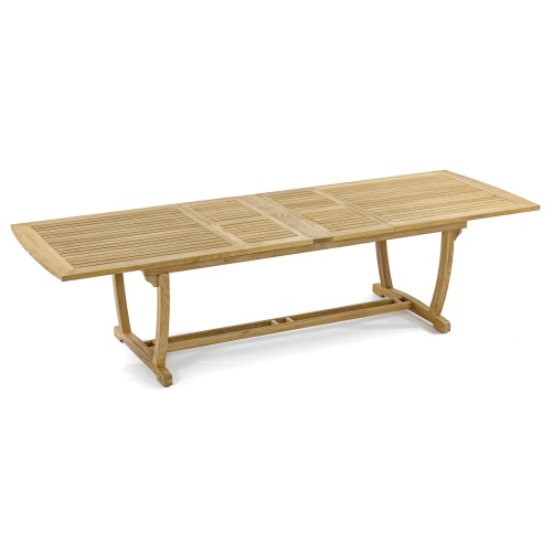 15585 Veranda teak rectangular dining table fully extended angled view on white background