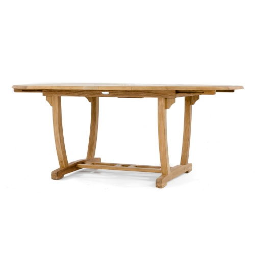 15548 Martinique Teak Extension Table side view extended with butterfly leaves in v on white background