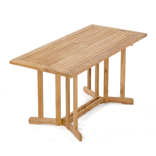 70165 Nevis Veranda teak folding table angled view on white background