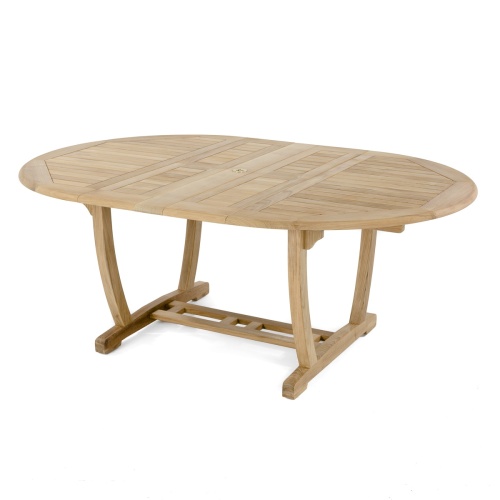 15548 Martinique teak extension dining table side angled view on white background