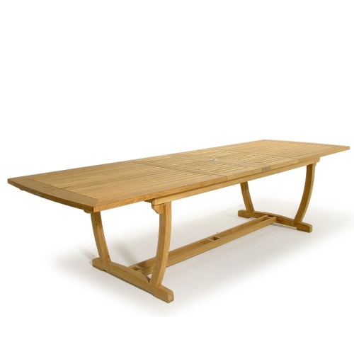 70237 Grand Horizon teak rectangular dining table side angled on white background