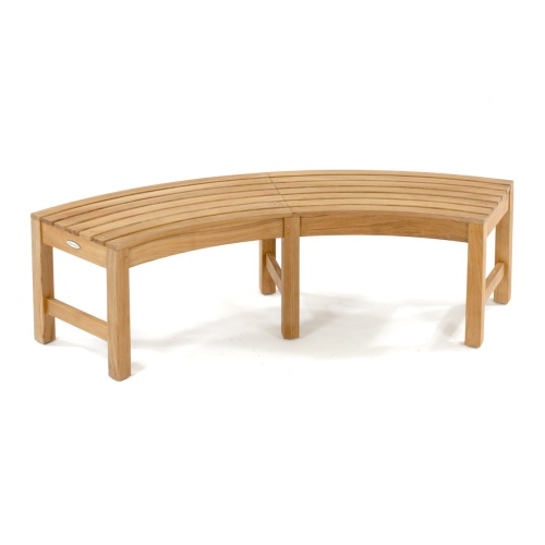 70522 Martinique teak backless curved teak bench on white background