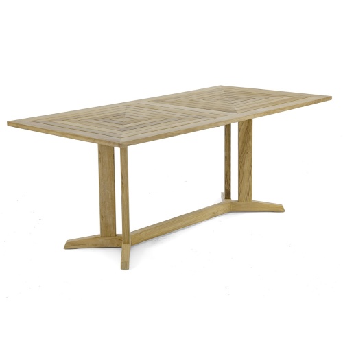 15816 Pyramid Teak  6 ft long Rectangular Table angled side view on white background