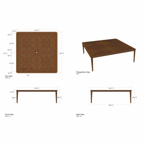 70813 Veranda square table autocad  on white background