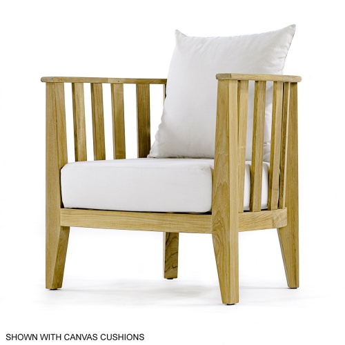 12170DP Kafelonia teak Barrel Chair with cushions front angle view on white background