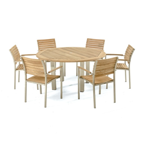  70442  Vogue Teak 7 pc Dining Set on white background