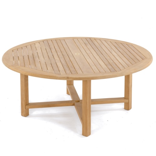 70090 Buckingham 72 inch teak table top angled view on white background